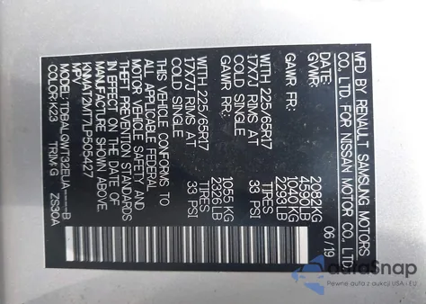 2020 Nissan Rogue Sv Fwd z USA, uszkodzony, nr VIN KNMAT2MT7LP505427